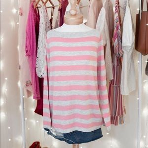 Stripped Sweater with Boat Neckline